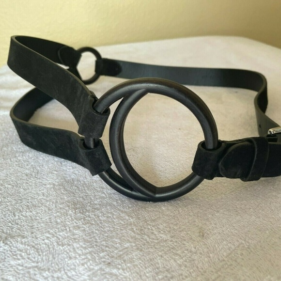NEW Ralph Lauren Women\'s BLACK SUEDE Leather Equestrian Belt ITALY M retail $350 main image 4